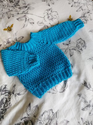 Häkelmuster für Kinder Top Down kein Nähen Pullover Alter 0-3 Monate bis 12 Jahre