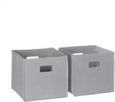 RiverRidge Folding Storage Bins with Handles Gray Cube Storage Organizer forClos