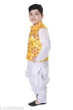 Indian Bollywood Wear Boys Stylish Cotton Embroidered Boys Kurta Sets Pack Of 1