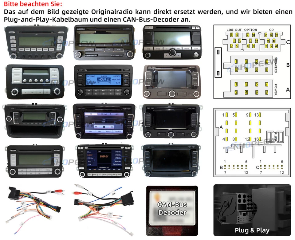 CarPlay 2+64GB Android 15 Autoradio GPS NAVI WiFi Für VW Polo 6R 6C V 2009-2017 - Bild 3 von 4