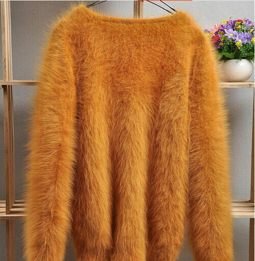Womens Ladies Winter Rabbit Fur Mink Cashmere Warm Sweater Fluffy Fuzzy ...