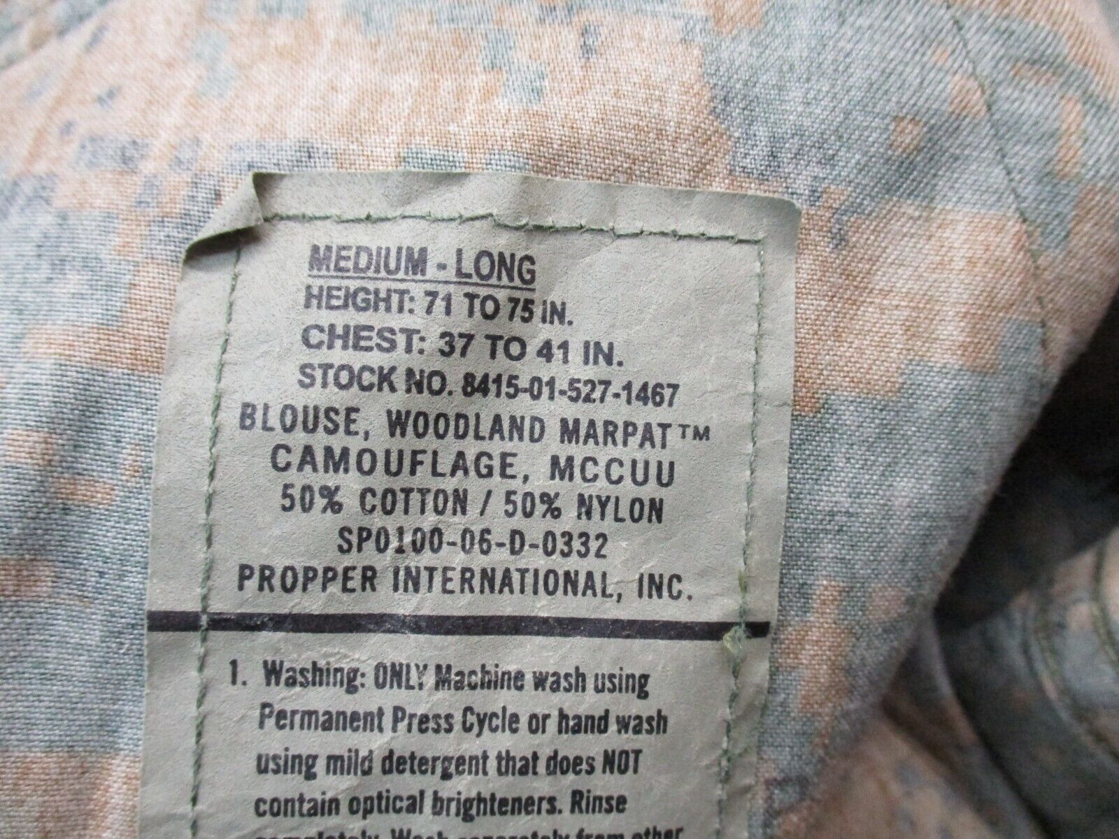 USMC WOODLAND MARPAT UNIFORM TOP UTILITIY CAMMIES SHIRT MARINE CORPS