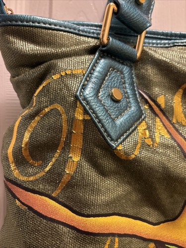 Vintage Don Ed Hardy Schultertasche Tasche True Love Peace 7829 Melrose Grün Shinny - Bild 6 von 17