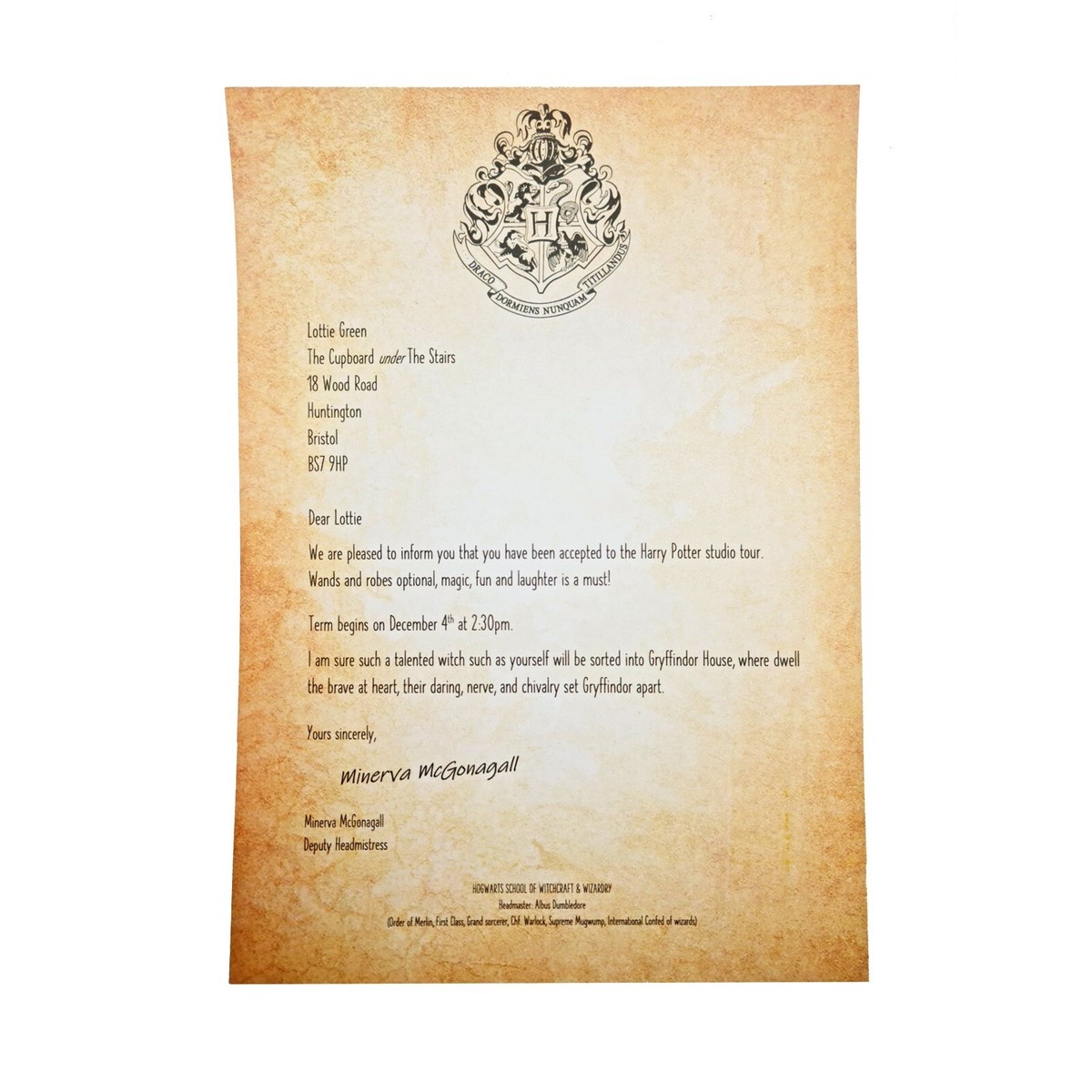 Printable Harry Potter Letter Printable Harry Potter Letter