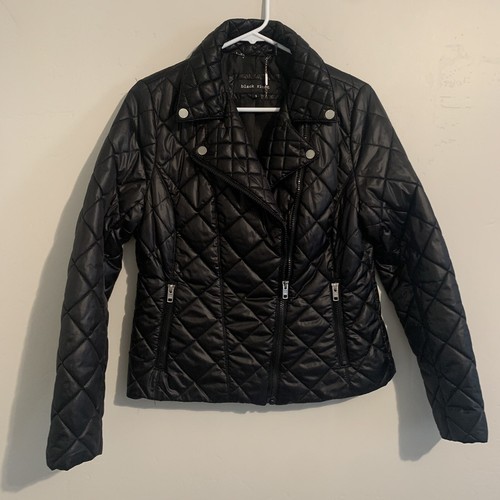 black rivet puffer coat womans size 