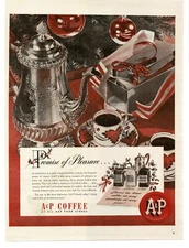 1945 A&P Coffee Fine China Silver Decanter Vintage Print Ad 2