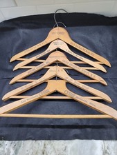 Vintage 5 Wooden Clothes Hangers w/ Store Addresses