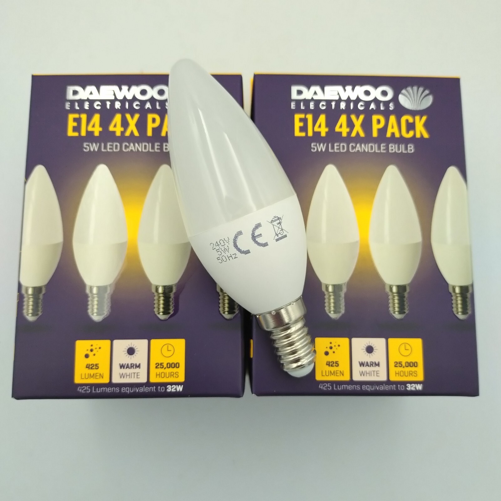 8x LED Candle 5W = 32w SES E14 Warm White Bulbs Lamps Energy Saving Frosted