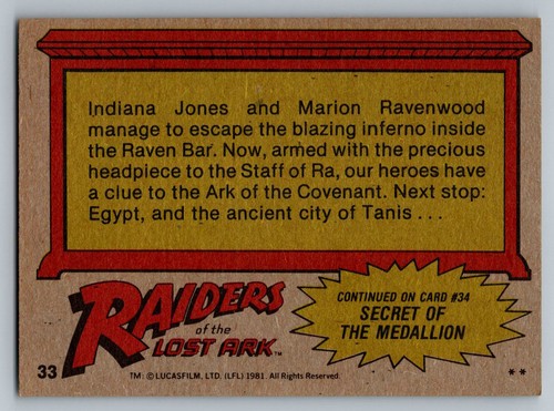 1981 Topps Indiana Jones - Raiders of the Lost Ark Singles. You Pick. NM - 第 63/167 張圖片