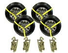 4pc 2" x 8' Yellow Lasso Tire Straps w/ O-Ring & Ratchet Hooks Auto Hauler