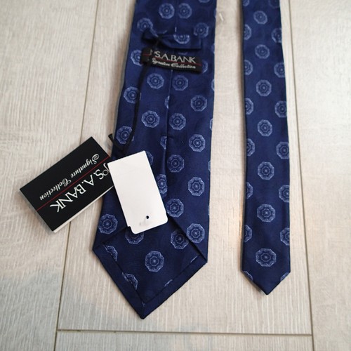 JoS A BANK Blue floral Pattern Tie NWT silk - Picture 6 of 9