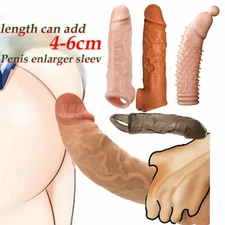 Men Thick Penis Extender Extension Cock Sleeve Sheath Girth Ring for Couples e9