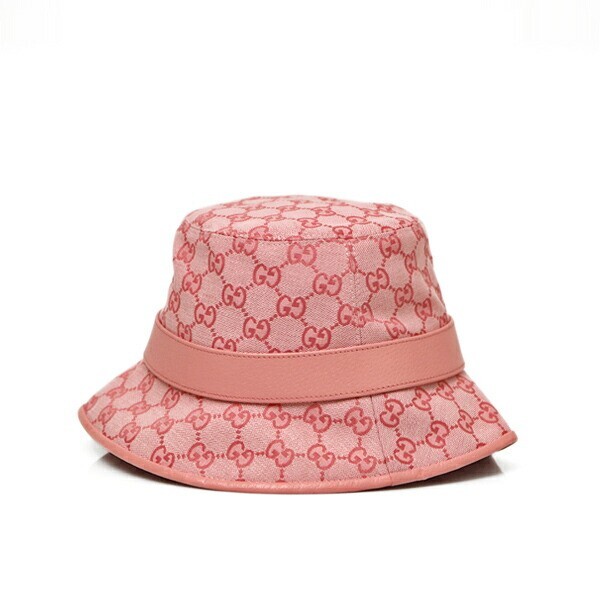 GUCCI GG Canvas Bucket Hat Leather Pink S 90221162 New | eBay
