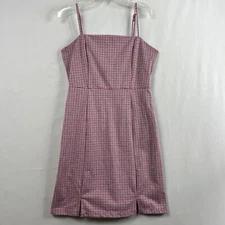 Altar'd State Mini Slip Dress size Medium Sundress Sleeveless Houndstooth Pink