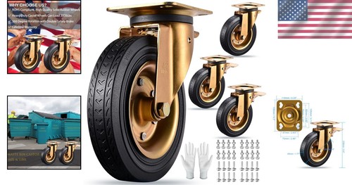 Industrial-Grade 8" Swivel Casters for Robust Furniture Mobility - 3000 lbs Load - Picture 2 of 8