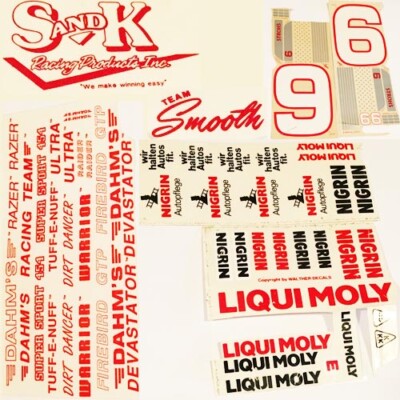 DAHM'S RACING LIQUID MOLY NIGRIN S&K TEAM SMOOTH WRITTEN STICKER SHEET NUMBER 6 