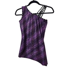 Balera Purple and Black Asymmetrical Dance Top Size Adult Small