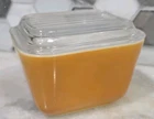 Vintage Pyrex Refrigerator Dish #501-B with Lid 1-1/2 Cup Orange.  So Nice!