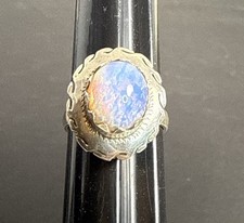 Pretty Vintage 925 Sterling Silver Faux Opal Mexico Ring 7.75