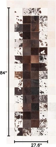 Hand Woven Natural Cowhide Hair on Patch Work Leather Modern Carpet Room B-08 - Picture 8 of 8