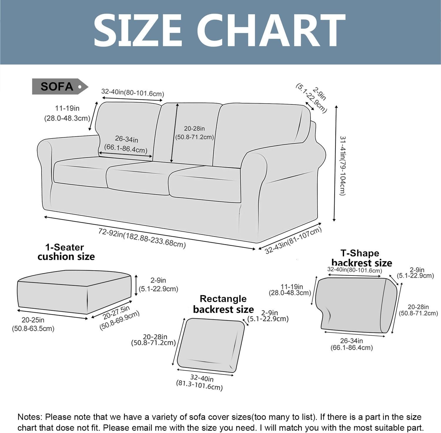 7 Piece Stretch Sofa Covers for 1Base Cover 3 Cushion Couch Cover and 3 Backr...