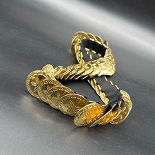 Vintage Gold Metal Stretch Belt 1970s Disco Glam Queen Statement Elastic Retro