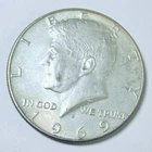 1969-D Kennedy Half Dollar 50c, 40% Silver, Circulated Coin Free Shipping #7398