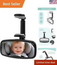 Clip-On Baby Car Mirror for Rearview Mirror, 360-Degree Swivel, Black Clip-...
