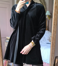 WINDSMOOR Black Velvet Velour Jacket Vintage Blazer goth Mid Length Sz 10 12 14