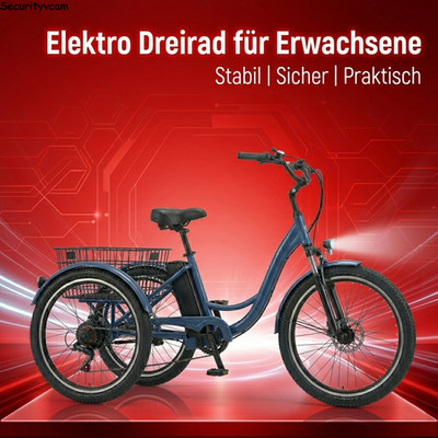 24 Zoll 48V Shimano 7-Gang Stabil Sicher mit Korb Elektro Dreirad für Erwachsene