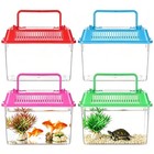 4Pcs Portable Fish Tank with Handle, 5.9-Inch Small Plastic Reptile Carrier f...