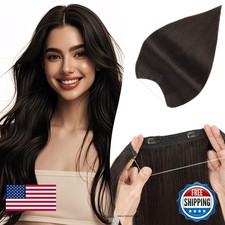 TESSHAIR Halo Hair Extensions Straight 75g 22 Inch 1B Natural Black