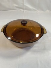 Fire King 436 Amber 1 Qt Round Glass Casserole Dish w Lid Anchor Hocking 5444