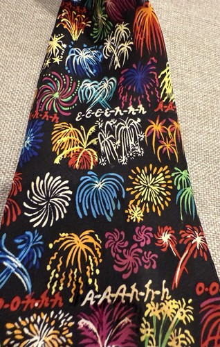 Nicole Miller Vintage 1995 Silk Necktie Fireworks America July 4th Patriotic - Picture 4 of 6