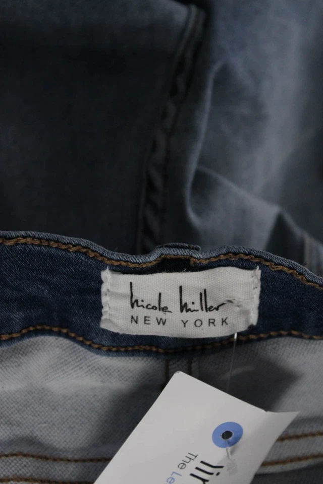 Bermudas Nicole Miller para mujer de algodón de tiro alto Soho azul talla 14 Foto 4 de 4