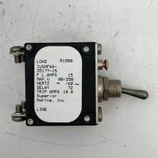 SENSATA AIRPAX IUGNF66-35177-15 2 Pole Toggle Switch Circuit Breaker 15A 80/250V
