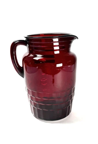 Vintage Anchor Hocking Windsor Royal Ruby Red Water Pitcher 64 oz Collectible