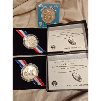 3 coins 2017 Boys Town Half Dollar Proof & Uncirculated & 1981 Royal Wedding