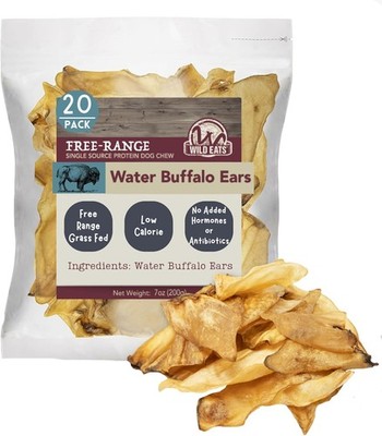 Wild Eats Water Buffalo All Natural Ear Dog Chews, Single Ingredient Dog Treats