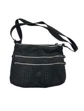Kipling Cross Body Double Outside  Zip Nylon Bag Black Boho Utility