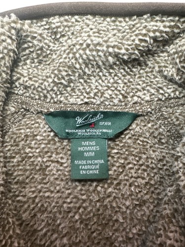 Woolrich Mens Comfy Sherpa Style Jacket Medium Khaki Brown Full Zip - Picture 5 of 11