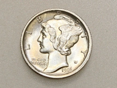 1916-P 10C MERCURY SILVER DIME GEM BU FSB