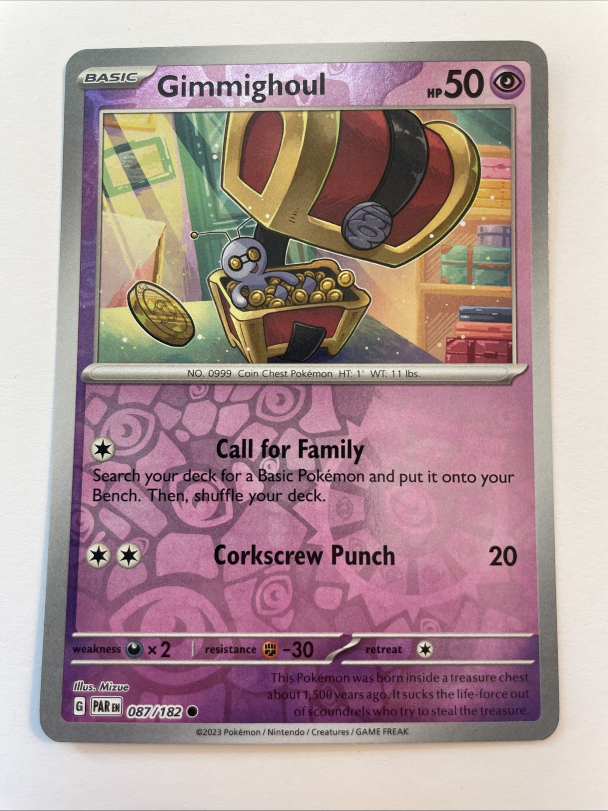 Gimmighoul 087/182 - Sv04: Paradox Rift Reverse Holo (NM)