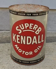 Vintage Kendall Superb Motor Oil One Quart Metal Advertising Can - FULL