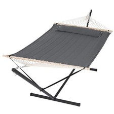 2 Person Hammock with Stand, Heavy Duty Portable 12 ft Stand Dark Grey