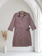 J Jill Women’s Lavender Faux Suede Wrap Dress Size 14 Super Soft Fall Chic
