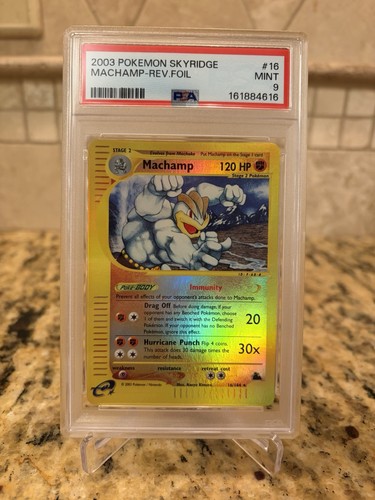 2003 POKEMON SKYRIDGE REVERSE HOLO RARE MACHAMP 16/144 PSA 9 MINT - LOW POP