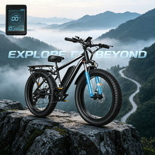 Adult 26" Fat Tire Mountain Bicycle Electric Bike 1500W Peak 15Ah Battery E-Bike