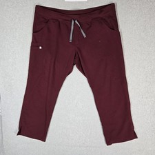 FIGS Women Scrub Pants XXL/P Burgundy Cargo Kade Technical Stretch