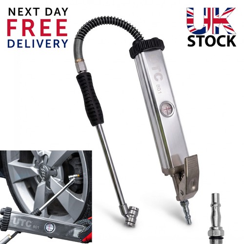 Tyre Inflator Gauge Air Line 0-11 Bar 106psi Aluminium Nozzle Garage Tool UK